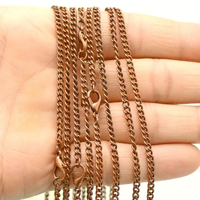 50 Pièces 3mm Collier Gourmette Argent Plaqué Bronze Cuivre