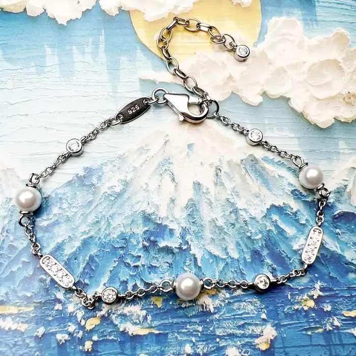Bracelet en pierre blanche perle en argent Sterling 925, bijoux fins élégants, cadeau romantique pour femmes européennes