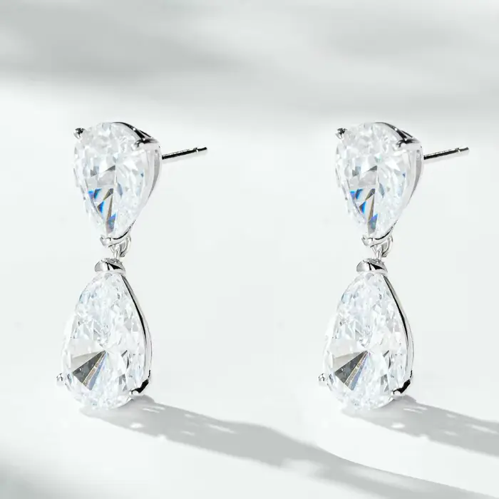 Vinregem – boucles d'oreilles en saphir pour femmes, coupe poire, pierres précieuses en argent Sterling 100% 925, bijoux fins, cadeaux de fête de mariage, vente en gros