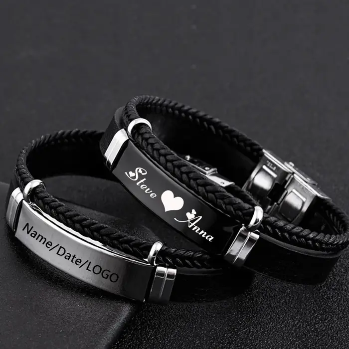 Bracelets en cuir multicouches pour hommes et femmes