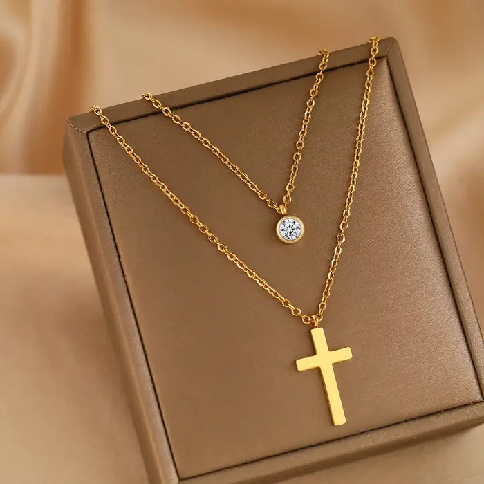 Colliers en acier inoxydable, prière, baptême, pendentif croix gothique, Streetwear, chaîne de couch