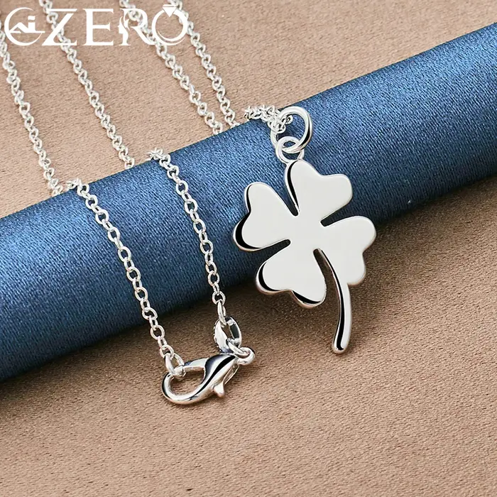 ALIZERO – collier avec pendentif trèfle porte-bonheur en argent Sterling 925, chaîne de 16 à 30 pouc