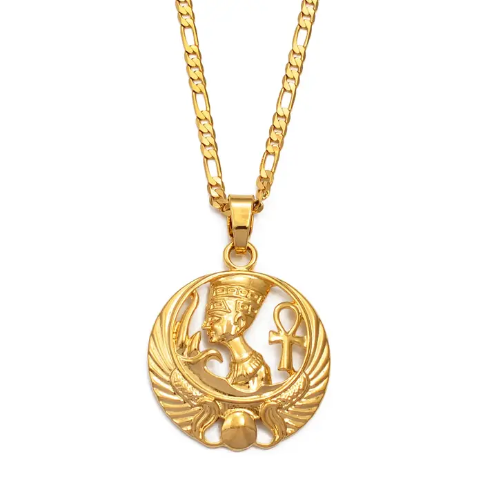 Anniyo-Collier égyptien Nefertiti Ankh avec ailes pour hommes et femmes, amulette éma enne africaine