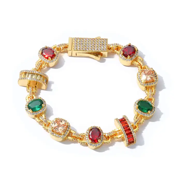 ESKEEM – collier glacé multicolore en rubis et émeraude