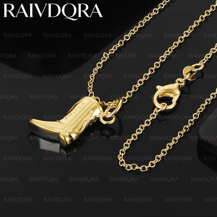 Collier pendentif botte plaqué or 18 carats pour femmes et hommes, cadeau d'anniversaire, bijoux rom