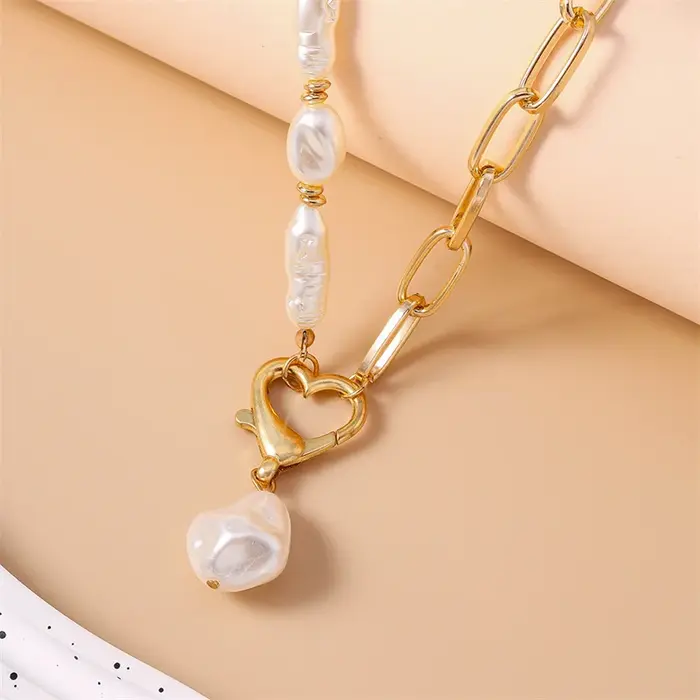 Collier pendentif Aihua en fausses perles baroques pour femme et homme