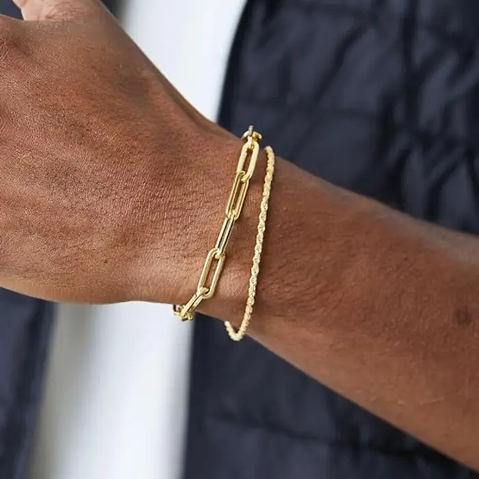 Bracelets de documents en or pour hommes et garçons, bracelet JOLink en acier inoxydable, cadeaux de