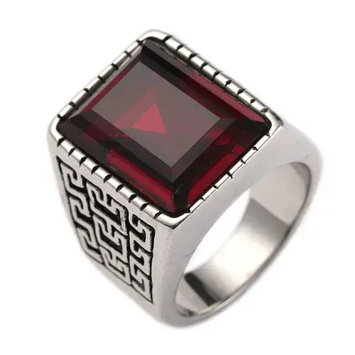 Bague en pierre CZ rouge bleu pour hommes, bague Vintage en acier inoxydable, alliances pour hommes,
