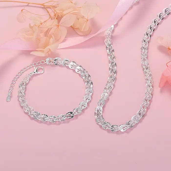 Ensemble de bijoux coréens en argent Sterling 925, bracelets et colliers à motifs sculptés, pour fem