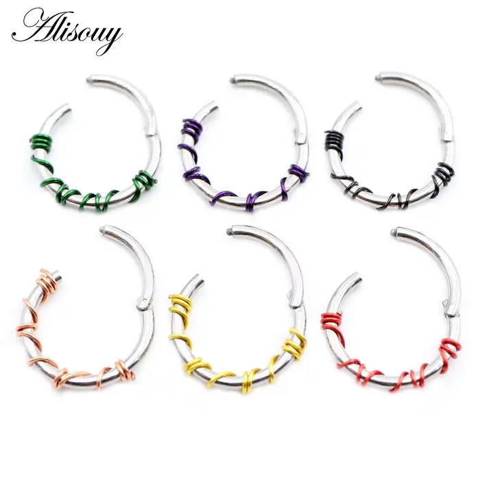 Alisouy-Générateur de piercing Septum en acier, anneau de segment articulé ClUNICEF, boucles d'oreilles Goth Antarchoop, cartilage d'oreille Jules Helix, 1 pièce