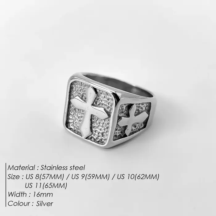 Bague Chevalière Rétro en Acier Inoxydable Plaquée Or 18 Carats Style Punk Gothique pour Homme Occasions Spéciales