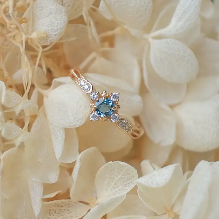 Bague de mariage romantique en saphir, flocon de neige, Vintage, incrustation exquise, diamant, mode