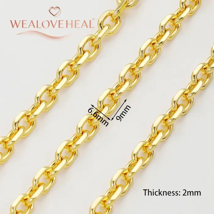 Chaîne rolo ovale plate en métal plaqué or 18 carats pour la fabrication de bijoux, collier à faire soi-même, bracelet, femmes et hommes, fournitures de fabrication de bijoux, chaînes minimalistes pour occasions spéciales