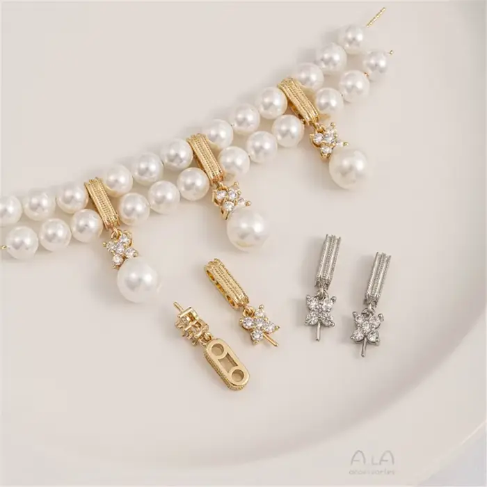 Conium Double Nucleo-Necklace Plaqué Or 14K, Perles Mathiées, Pendentif Porte-Oeil de Mouton, Accessoires de Bijoux en Perles Faits à la Main