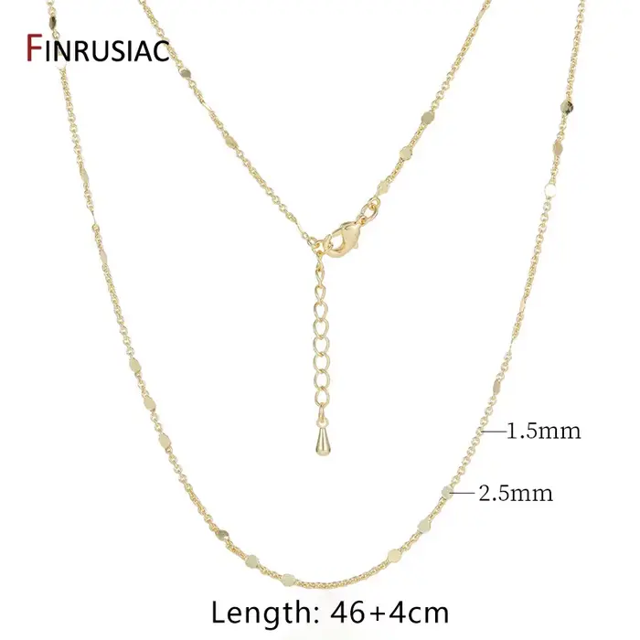 Chaînes de collier plaquées or véritable 14K pour la fabrication de bijoux, chaînes en laiton de hau