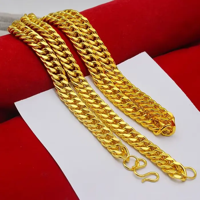 Collier lourd pour hommes en or massif 24 carats AU999, 60 cm, chaîne de déclaration audacieuse pour les affaires et les vêtements décontractés