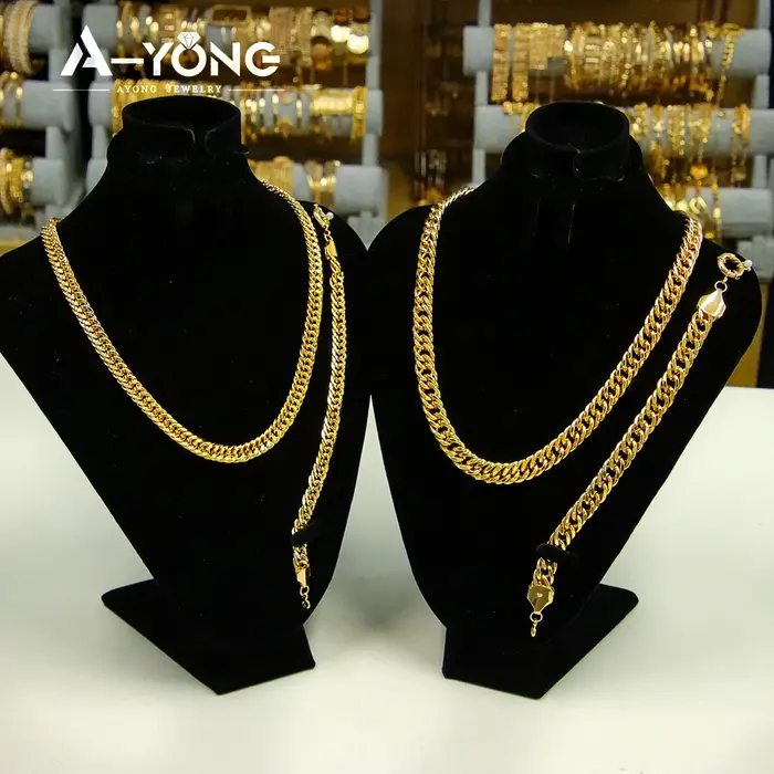 Collier et Bracelet de luxe plaqué or saoudien