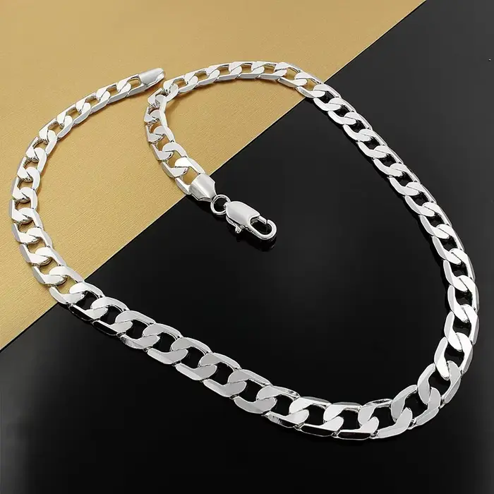 Collier en argent Sterling 925 pour hommes, chaîne classique de 16/18/20/22/24/26/28/30 pouces, bijoux de luxe, cadeaux de mariage et de noël