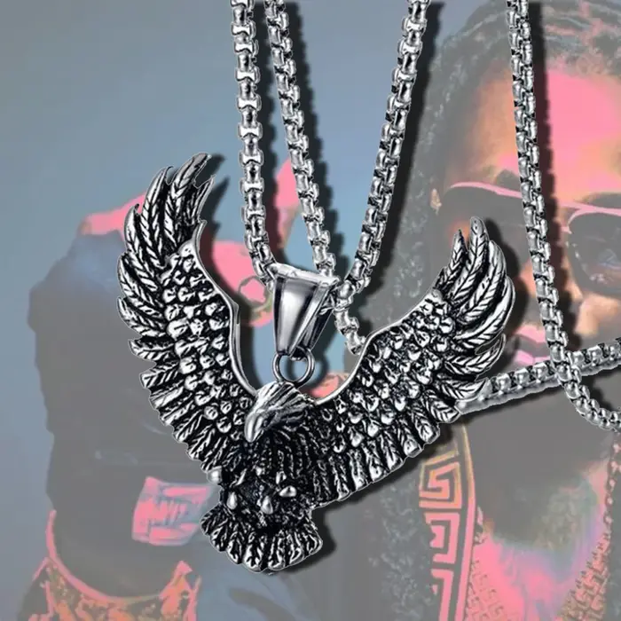 Collier pendentif aigle volant Hip Hop Punk chaîne en acier inoxydable bijoux pour hommes Vintage rappeur Rock accessoires cadeau 2025 nouveau