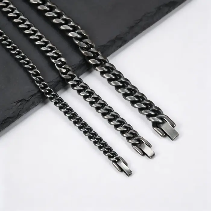 Bracelets à chaîne cubaine rétro pour hommes, bracelet à maillons en forme de dôme en acier inoxydab