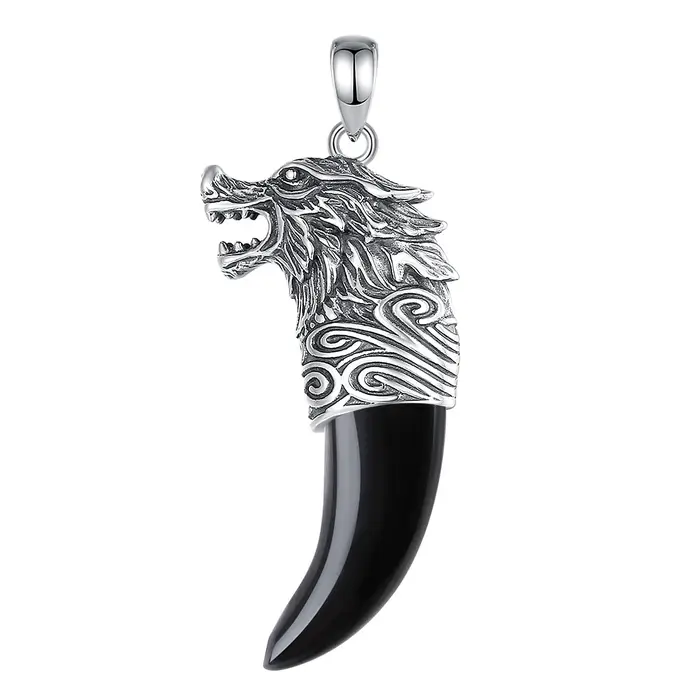 Eudora-Collier Loup en Argent Sterling 925 pour Femme et Homme