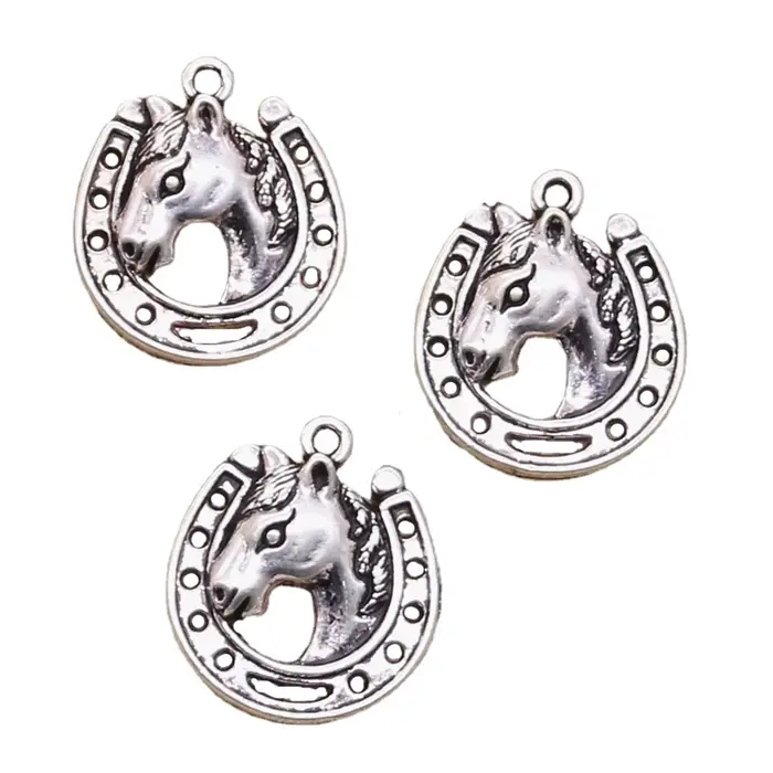 8 pièces breloques cheval Steed fer à cheval 21x19mm Antique faisant pendentif ajustement, couleur a