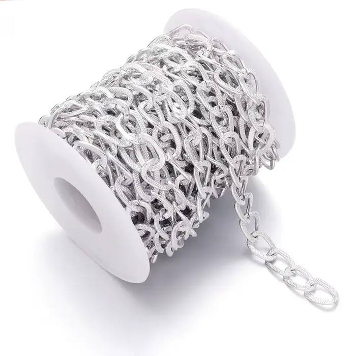 Chaînes plates en métal et aluminium, 5 Yards, couleur or argent, chaîne gourmette torsadée pour bri
