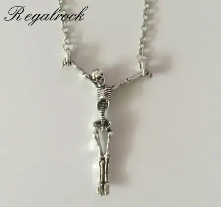 Pendentif Tête de Mort et Croix, Bijoux Gothiques d'Halloween