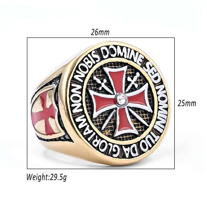 Bague NORTHMAN croix rouge dominante en acier inoxydable pour hommes et garçons, design gothique et vintage, bijou de mariage et anniversaire, cadeau spécial