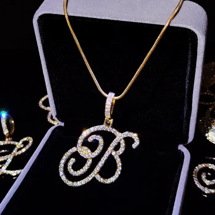 Flatfoosie nouveau A-Z Cursive lettre initiale nom pendentif collier pour femmes Simple corde chaîne