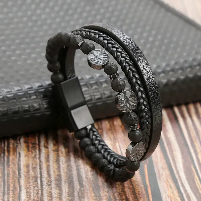 Bracelets en cuir arbre de vie pour hommes