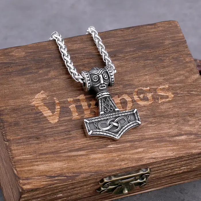 Collier Injecteur Celtique Nordique Vintage pour Homme, Amulette Rune, Pendentif en Acier Inoxydable, Mjolnir, Hip Hop, Punk, Viking, Bijoux Cadeau