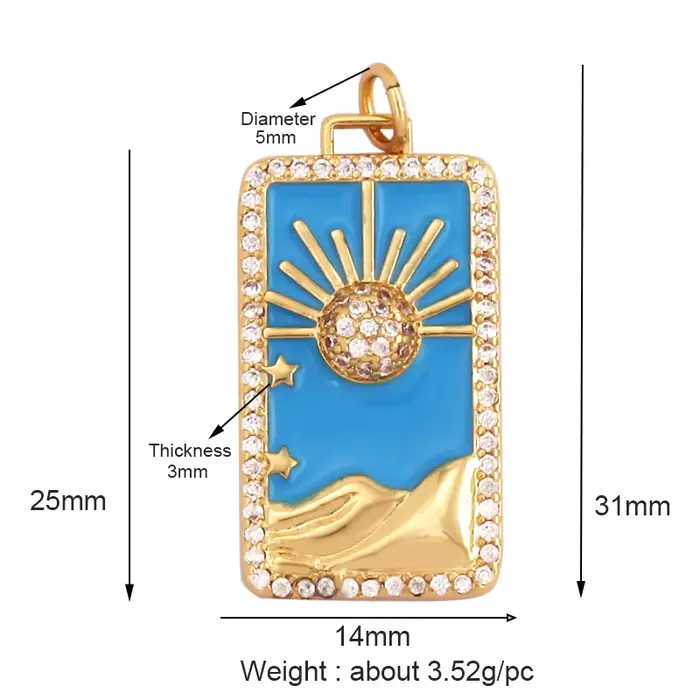 Vente en gros - Sélection personnalisée - Pendentif breloque plaqué or 18 carats Soleil Lune Étoile, fournitures de fabrication de bijoux en zircone cubique
