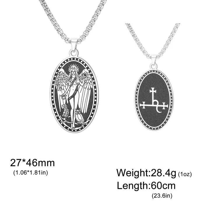 Collier ovale double face avec sigil de Lilith