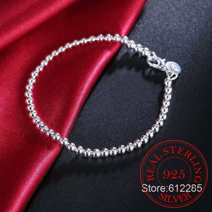 Bracelet en argent regardé 100% véritable pour adolescentes