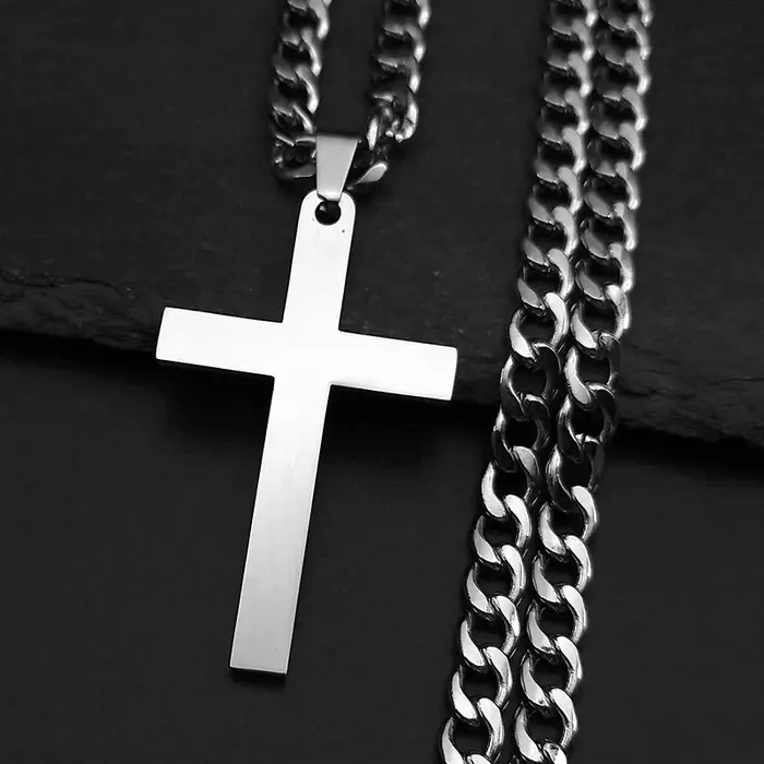 Collier croix de Jésus en acier inoxydable pour hommes et femmes, collier chrétien, Hip Hop, déclara