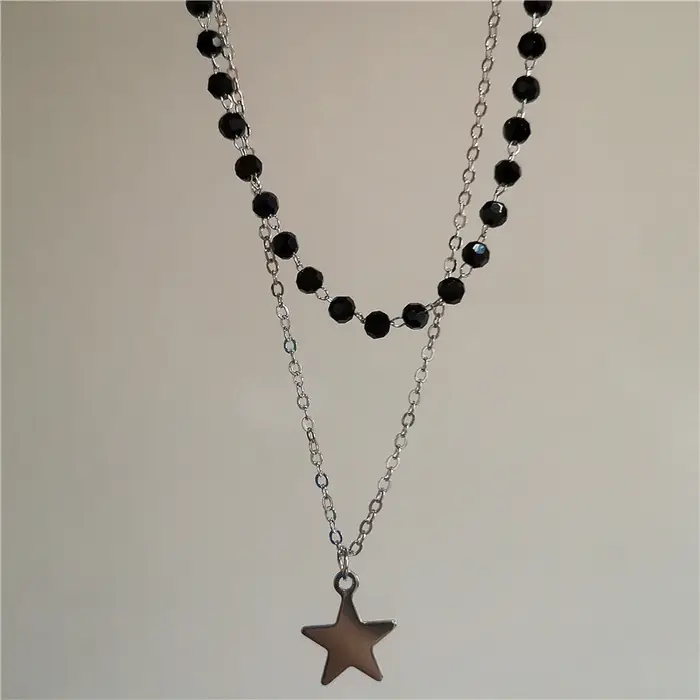 Collier à double couche en acier inoxydable avec chaîne croix-cœur, style Y2K, accessoire rock pour homme et femme, occasion spéciale