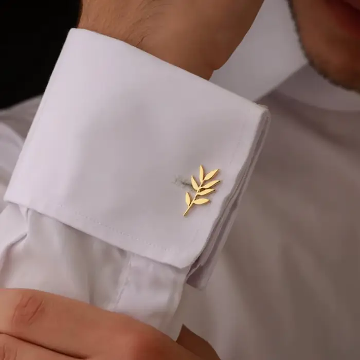 Boutons de manchette personnalisés à motif de branche d'olivier