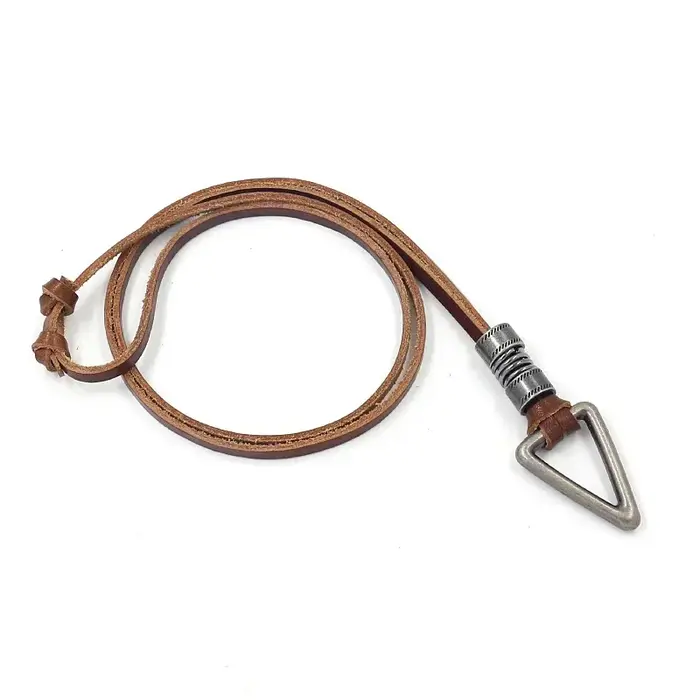 Vintage hommes femmes Triangle réglable en cuir cordon collier pendentif bijoux cadeau de noël