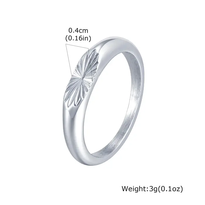 Bague en acier inoxydable Sunburst pour homme élégante et résistante occasion spéciale cadeau de mariage anniversaire soirée de gala tenue quotidienne