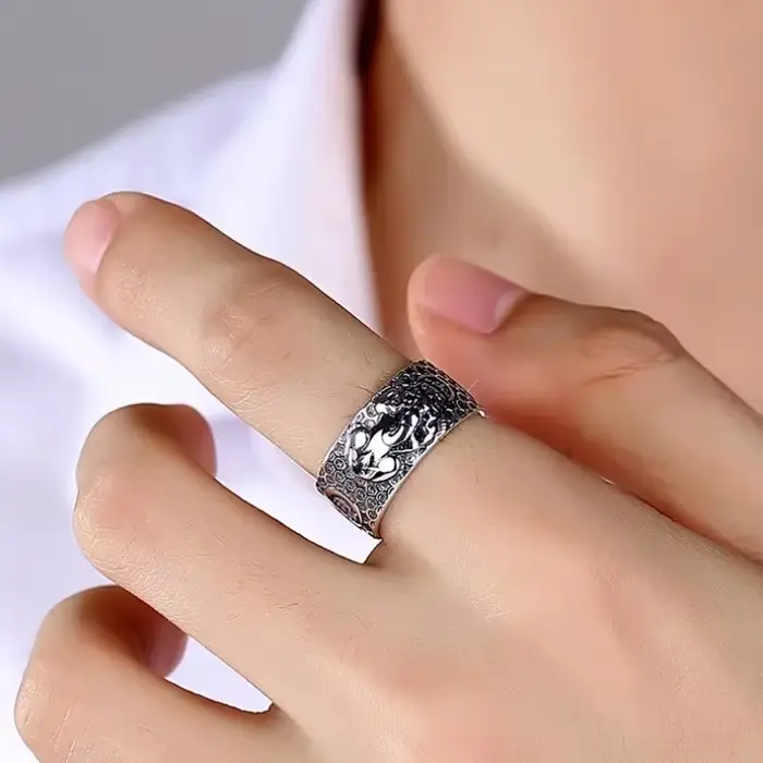 Bagues en argent thaïlandais 925 pour hommes, bête divine Pixiu dominateur, Style large, Vintage, Hip-hop, Rock, Banquet, bijoux, ouverture réglable
