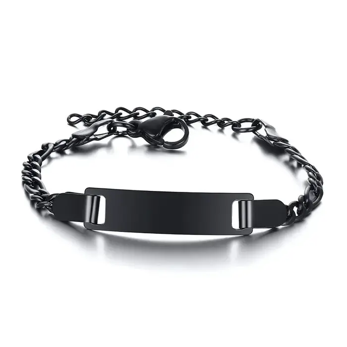 Bracelet à maillons en acier inoxydable plaqué or avec nom et texte personnalisés