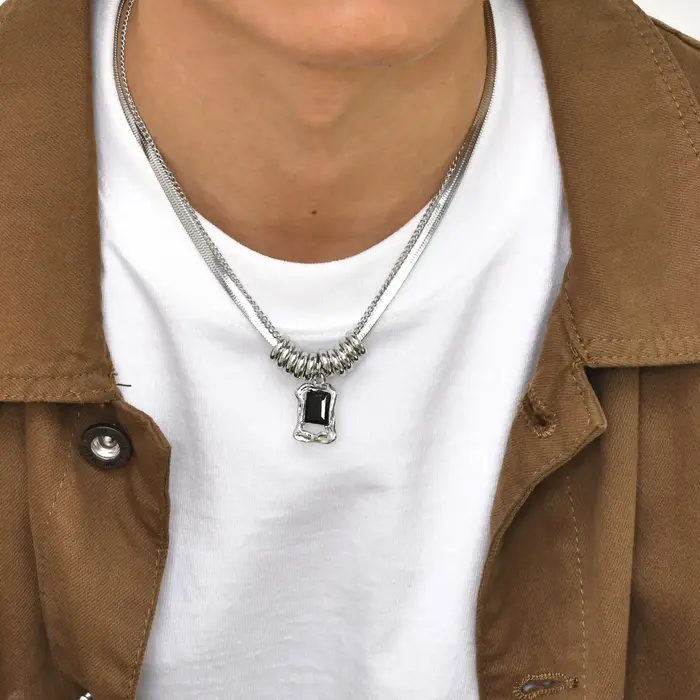 Colliers Hip-hop en forme de chevrons pour hommes et garçons