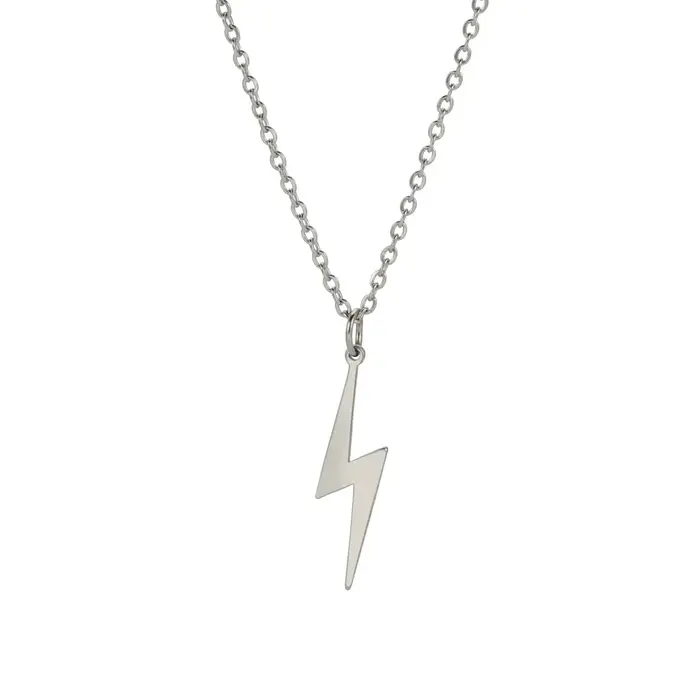 Skyrim – collier avec pendentif éclair, chaîne géométrique en acier inoxydable, Simple, pour femmes 