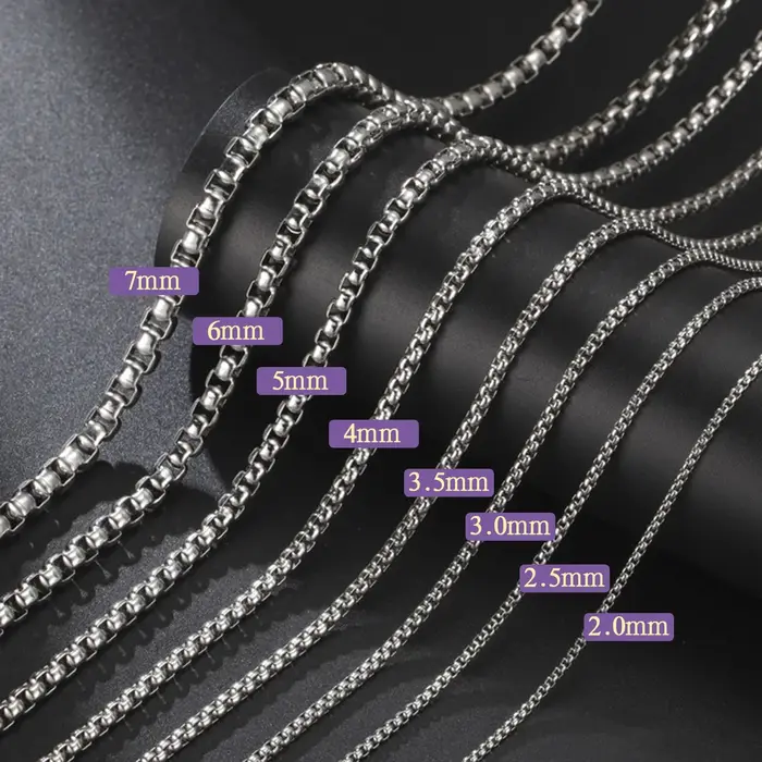 Collier en acier inoxydable Skyrim pour homme et femme avec chaîne de boîte classique et pierres de couleur multiples pour diverses occasions