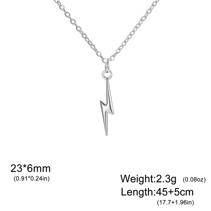 Collier pendentif éclair Skyrim pour femmes et filles, en acier inoxydable couleur or, chaîne ras du