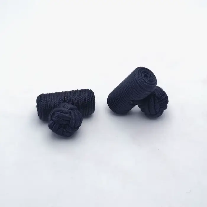 HUISHI – boutons de manchette classiques haut de gamme pour hommes, faits à la main, Double corde, nœud boule, forme ronde, tissu élastique multicolore