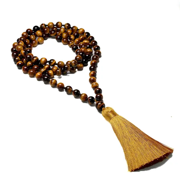 Collier noué en œil de tigre, 108 perles, bijou de méditation, Yoga, Zen, 5A, pour hommes et femmes,