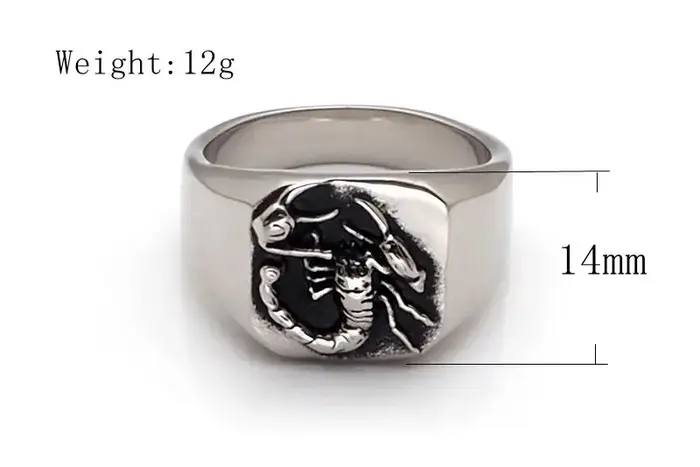 Bague Chevalier Scorpion Vintage pour Homme en Acier Inoxydable 316L