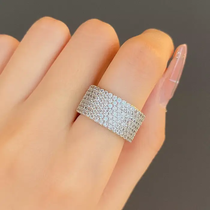 Bague en argent sterling 925 sertie de moissanite et zirconium pour femmes occasions spéciales anniversaires fiançailles mariages cadeaux de Saint-Valentin Fête des Mères